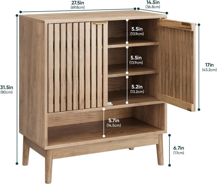 Schuhschrank mit verstellbaren Regalen, Holzerner Schuhorganizer (Naturholz, 70B) Naturholz 70B, Nat
