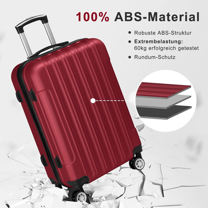 LALAHO Kofferset 5 teilig mit Kosmetikkoffer, Hartschalen Koffer Set aus ABS, Reisekoffer Set, Gepäc