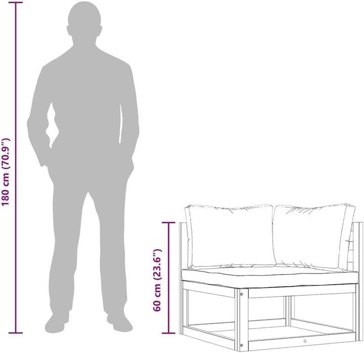 vidaXL Akazienholz Massiv Modular Ecksofa mit Cremeweissen Kissen Sofa Lounge Gartensofa Sessel Gart