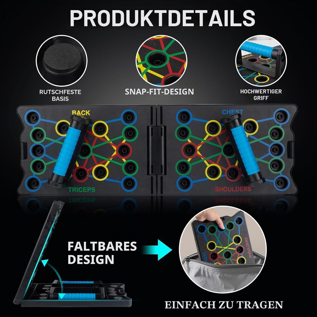 Push Up Board, 24 in 1 Faltbare Tragbare Liegestütz Brett mit 2 Handgriff, Multi-Funktions Portable