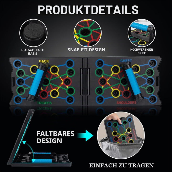 Push Up Board, 24 in 1 Faltbare Tragbare Liegestütz Brett mit 2 Handgriff, Multi-Funktions Portable