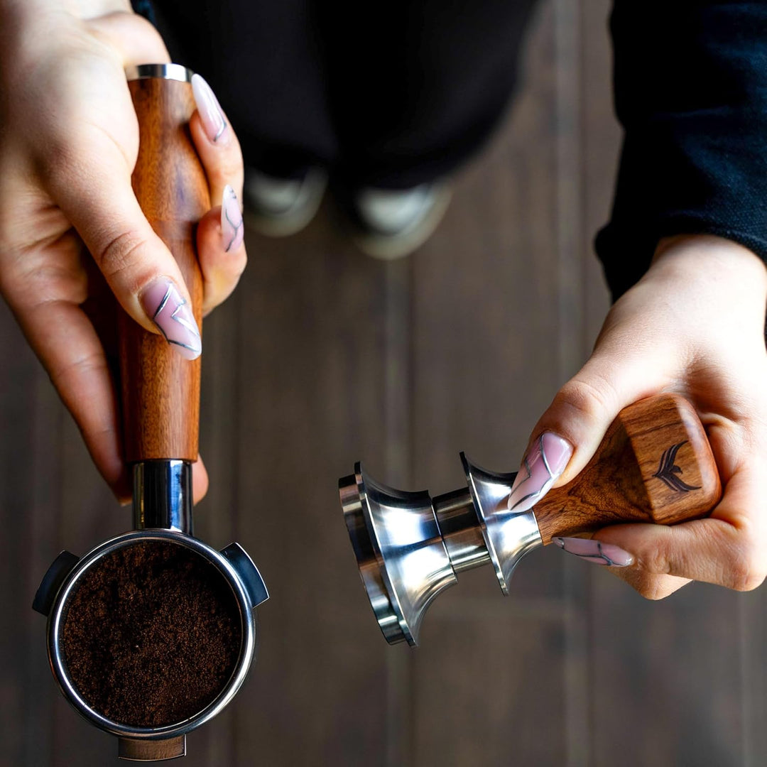 58,5mm Kaffee Tamper Rosewood Kalibrierter Self-Leveling Desing 58.5mm, 58.5mm