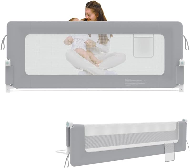 AufuN Bettgitter Rausfallschutz Portable 180cm, Faltbar Kinderbettgitter für Kinder Babybettgitter K