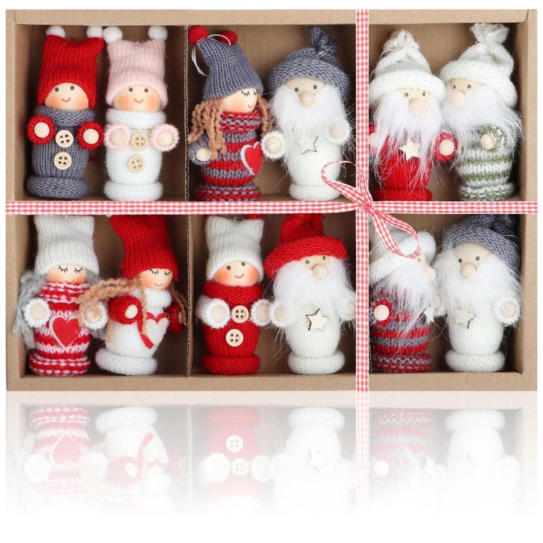 com-four® 12x Premium Weihnachtsmann-Anhänger, schwedisch-skandinavische Deko-Trolle, Engel und Wich