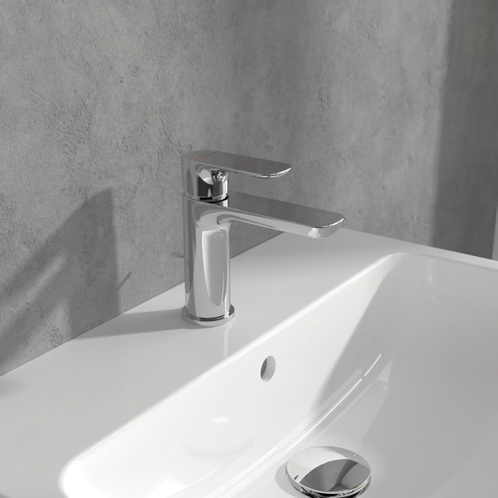 Villeroy & Boch O.novo Waschtischarmatur, Wasserhahn Bad mit Zugstange und Keramikkartusche, Waschbe