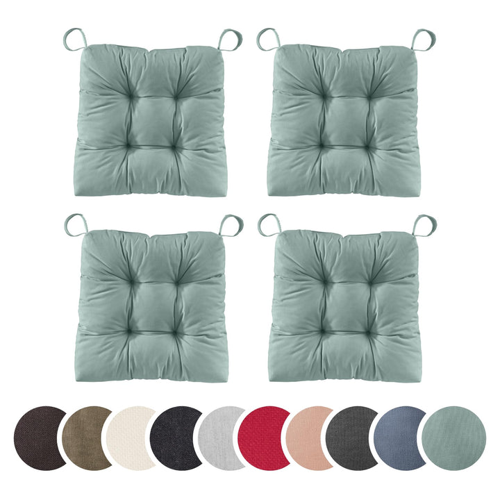 sleepling 4er Set Stuhlkissen 40 (vorne), 35 (hinten) x 38 x 7 cm, Sitzkissen für Stuhl &amp; Bank mit K