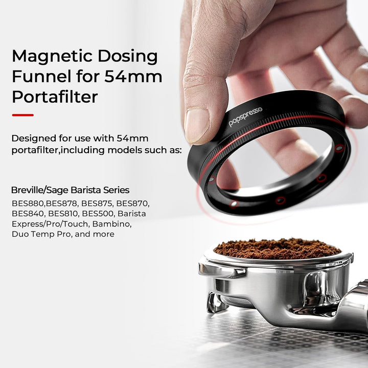 54 mm V3 Magnetischer Dosiertrichter, 8 N52 Magnete, flacher Espresso-Trichter, Anti-Klecks-Dosierri