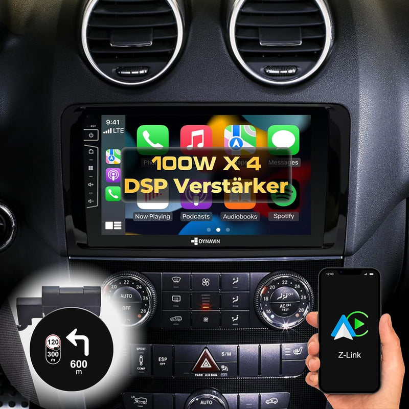 DYNAVIN Android Autoradio Navi für Mercedes ML W164 2005-2011 GL X164 2006-2012 : mit 4 * 100W DSP V