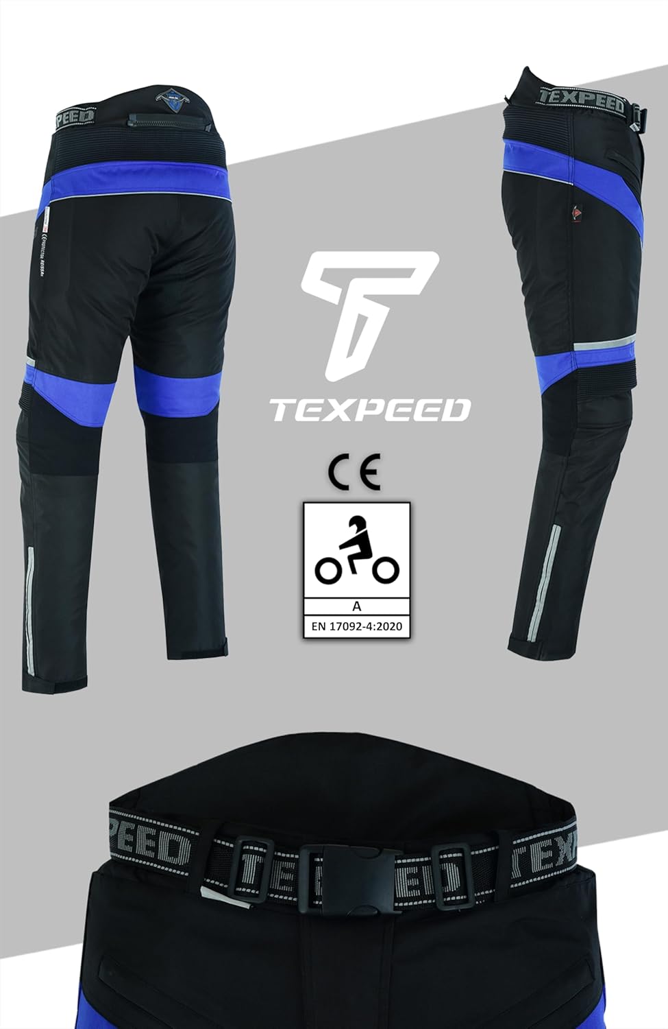 Texpeed Motorradhose Mit Protektoren Herren - Textil Wasserdicht Motorroller Motorrad Bikerin Mit Sc