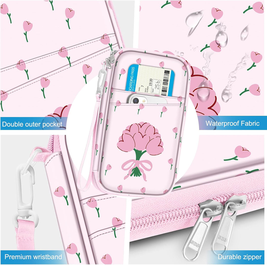 FINTIE Reisepass Tasche Familie Reiseorganizer, RFID-Blockier Wasserdicht Handytasche Reisepasshülle