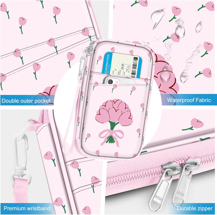 FINTIE Reisepass Tasche Familie Reiseorganizer, RFID-Blockier Wasserdicht Handytasche Reisepasshülle