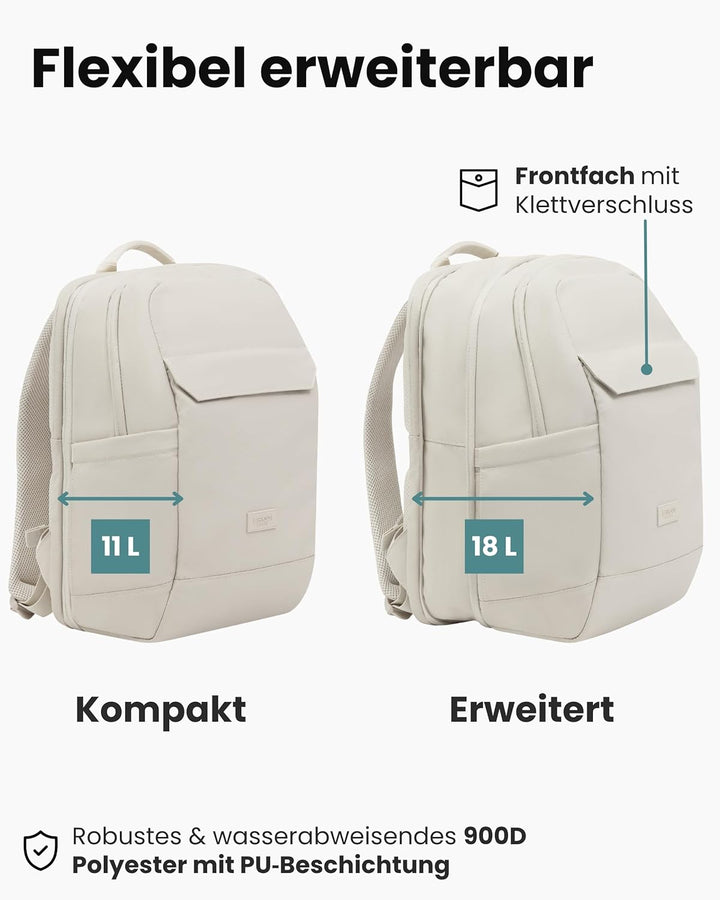 LARKSON Business Laptop Rucksack Herren Beige - Bjarne Small - Kleiner Arbeitsrucksack mit 16 Zoll L