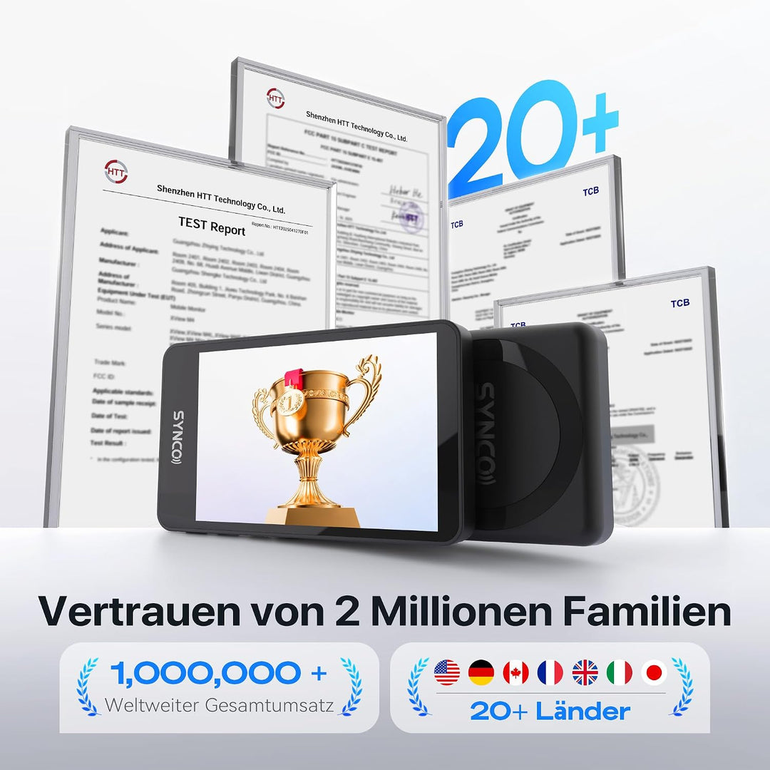 SYNCO XView Handy Selfie Monitor Touchscreen für iPhone 7-17(Schwarz), Schwarz