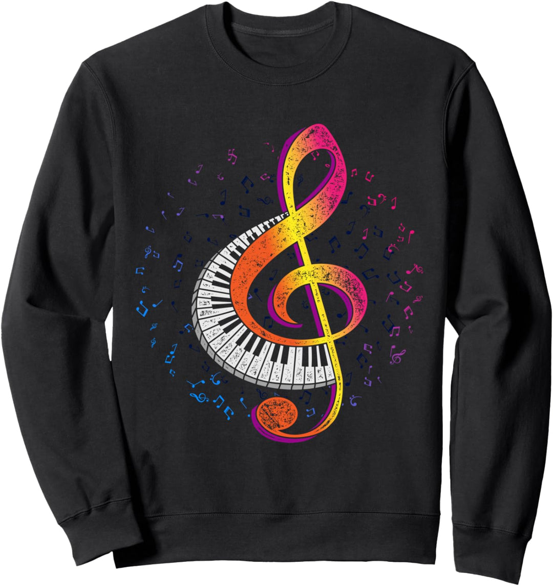 Piano Musik Notenschlüssel Pianist Geschenk Klavier Sweatshirt