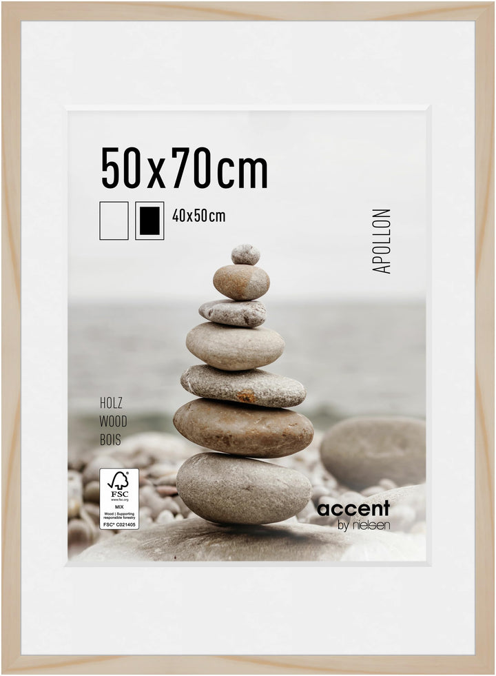 accent by nielsen Holz Bilderrahmen Apollon, 50x70 cm, Natur 50 x 70 cm Natur, 50 x 70 cm Natur