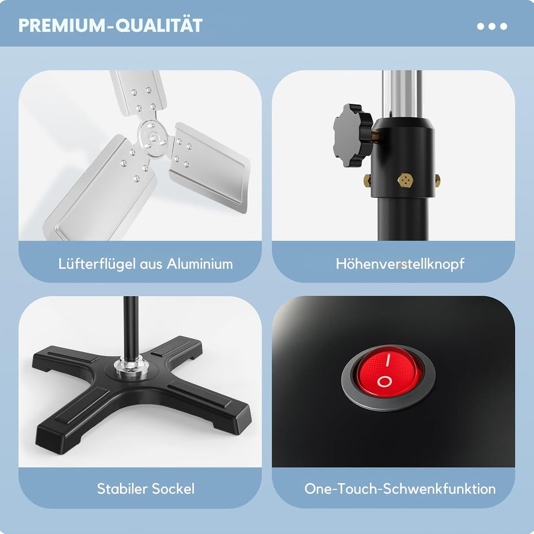 LEADZM Industrieventilator 80cm 14000m³/h 80° Oszillation | Höhenverstellbar, 3 Stufen starker Lufts