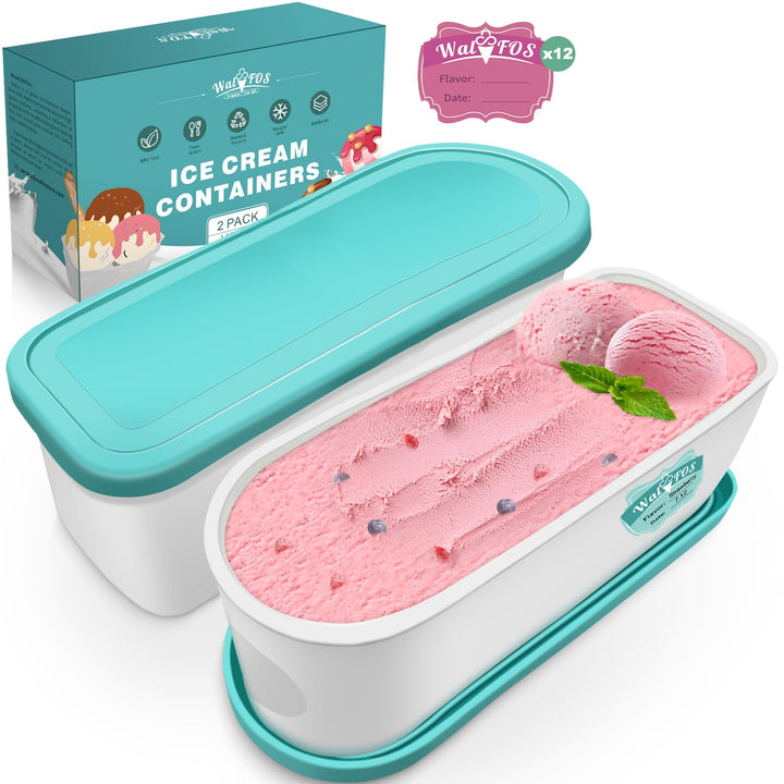 Walfos® Eisbehälter für Speiseeis 1.5L, Wiederverwendbare Hausgemachte Eiscreme-Behälter mit Silikon