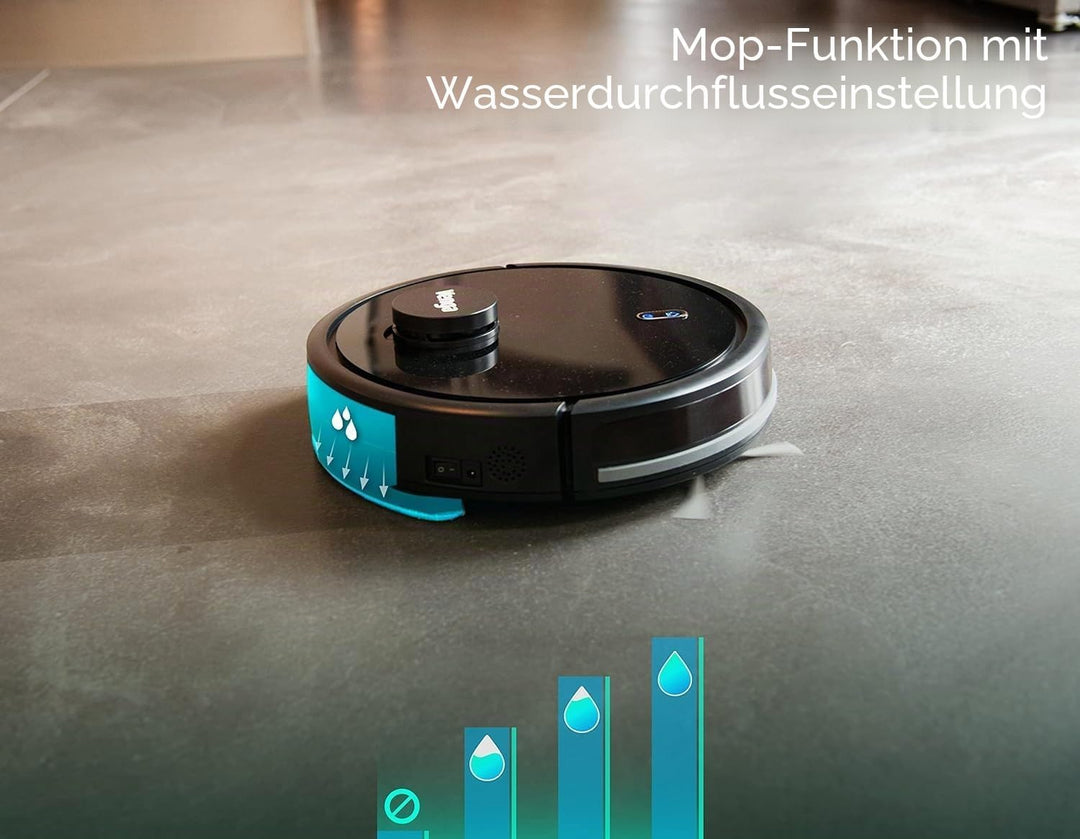 Venga! Roboter-Staubsauger, Bodenreiniger, Lasernavigation, mit App, Schwarz, VG RVC 3002 BK Schwarz