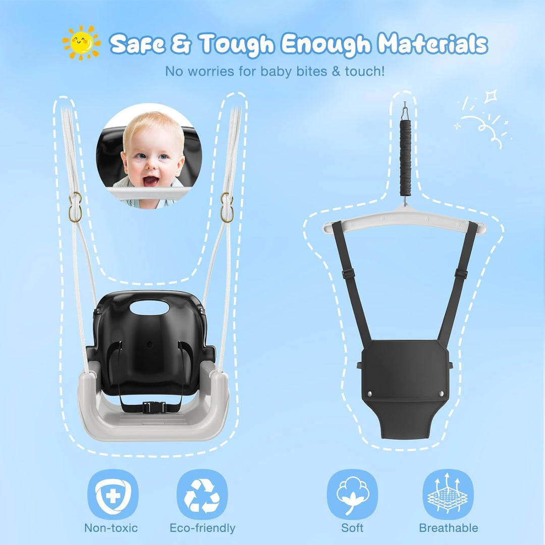 Babyschaukel mit Gestell 2-in-1, Kinderschaukel mit Metallständer Schaukelgestell, Sicherheitsgurt S