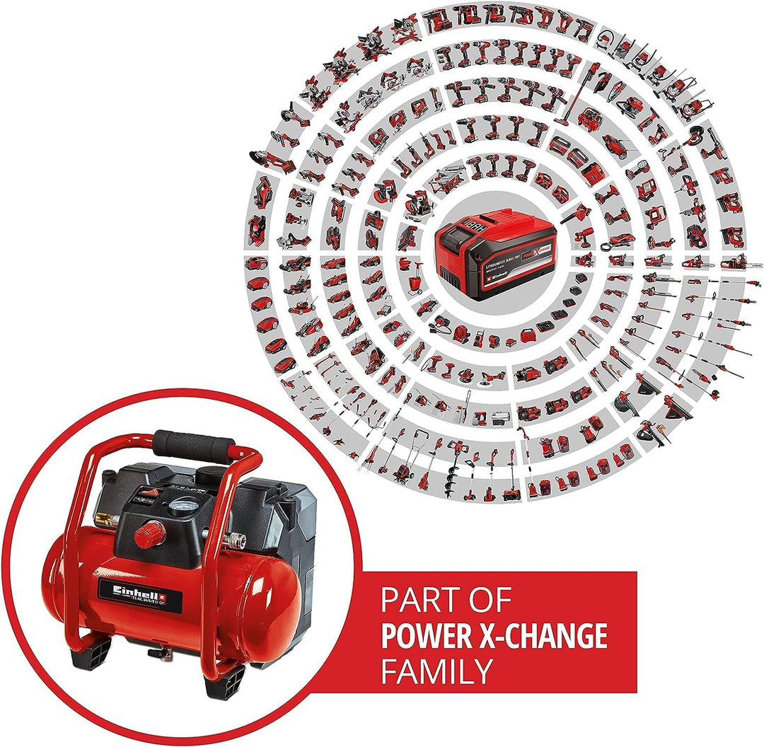 Einhell Akku-Kompressor TE-AC 36/6/8 Li OF Set Power X-Change (36 V, max. 8 bar, 6 l-Tank, 130 l/min