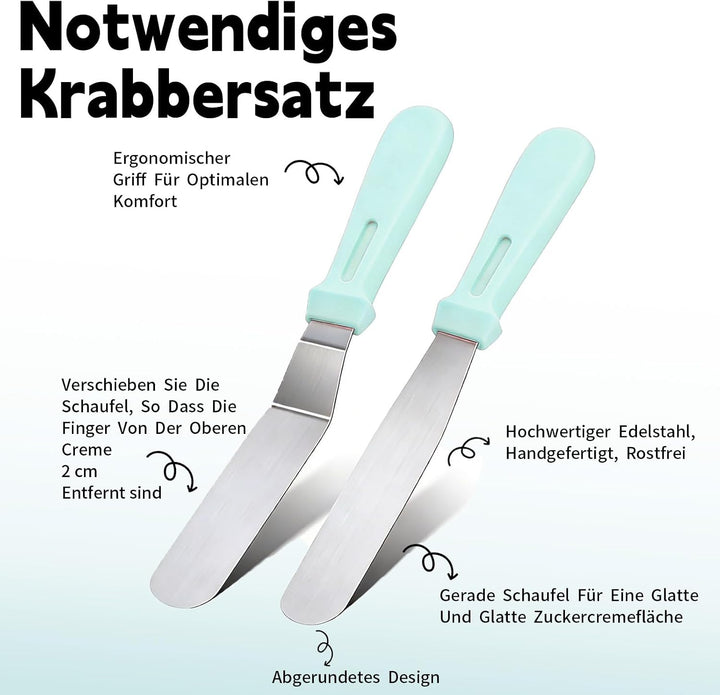 Torten ZubehöR, 137 StüCk Backen ZubehöR, Wiederverwendbar Tortenplatte Drehbar, Rostfreier Stahl Ba
