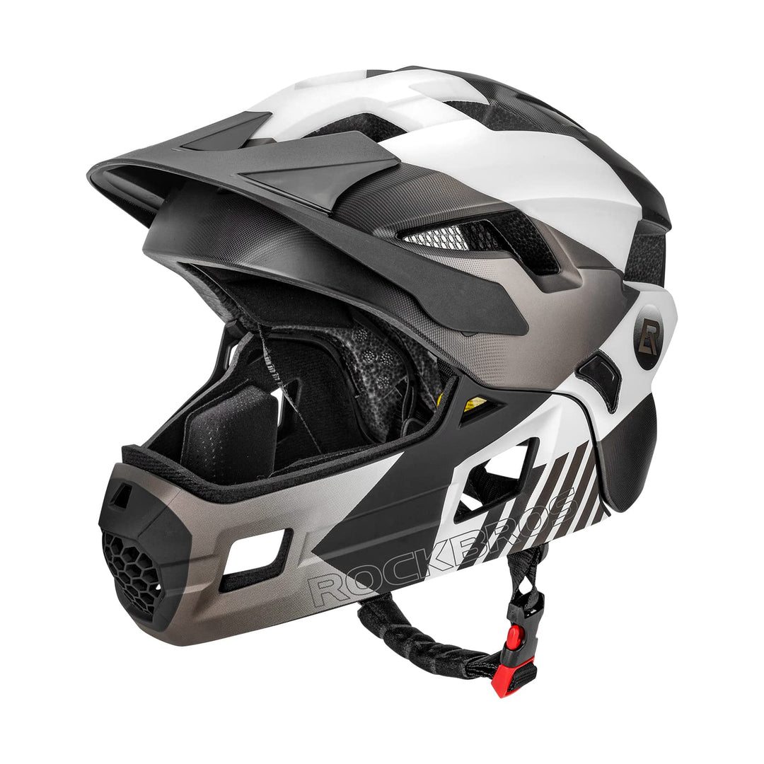 ROCKBROS Kinderhelm Integriert Fahrradhelm Kinder Jugend Fullface Helm mit Abnehmbarem Kinnschutz BM