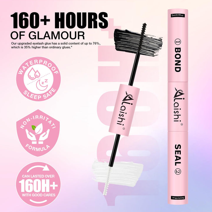 Anime Lash Clusters, 124 Stück Manga Eyelash Extensions 5-16mm, Fluffy D Curl mit Bond and Seal, Pin
