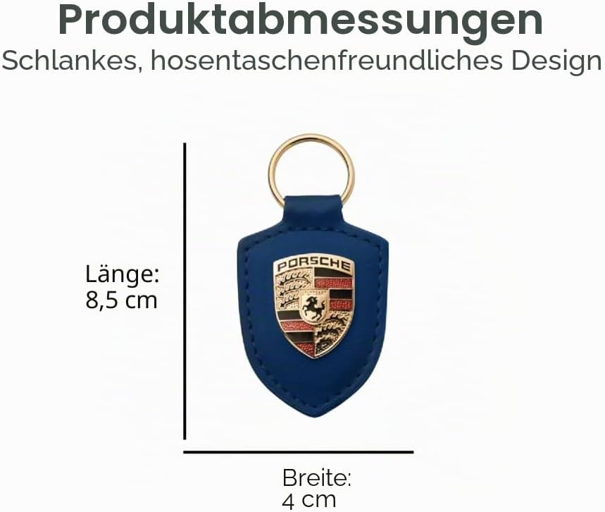 Schlüsselanhänger mit Porsche Wappen, Blau, Blau