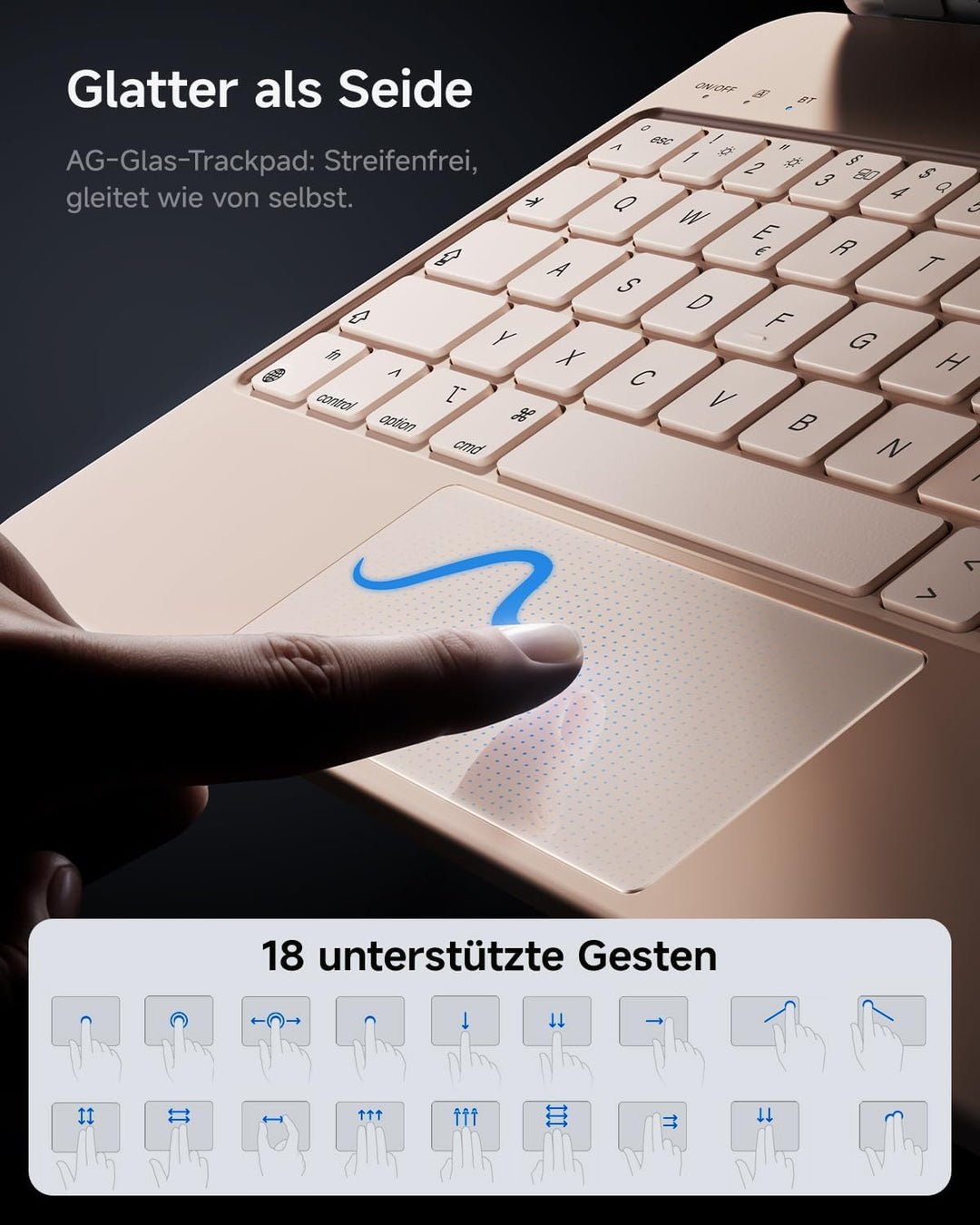 HOU Tastatur mit Trackpad für iPad 10(A2696/A2777/A2757), Magnetischer Ständer, 7-farbige Hintergrun