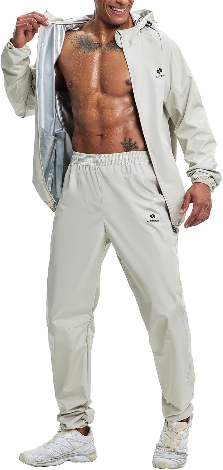 HOTSUIT Schwitzanzug herren Herren-Sauna-Trainingsanzug,Sauna-Reissverschluss, Fitness schwitzjacke
