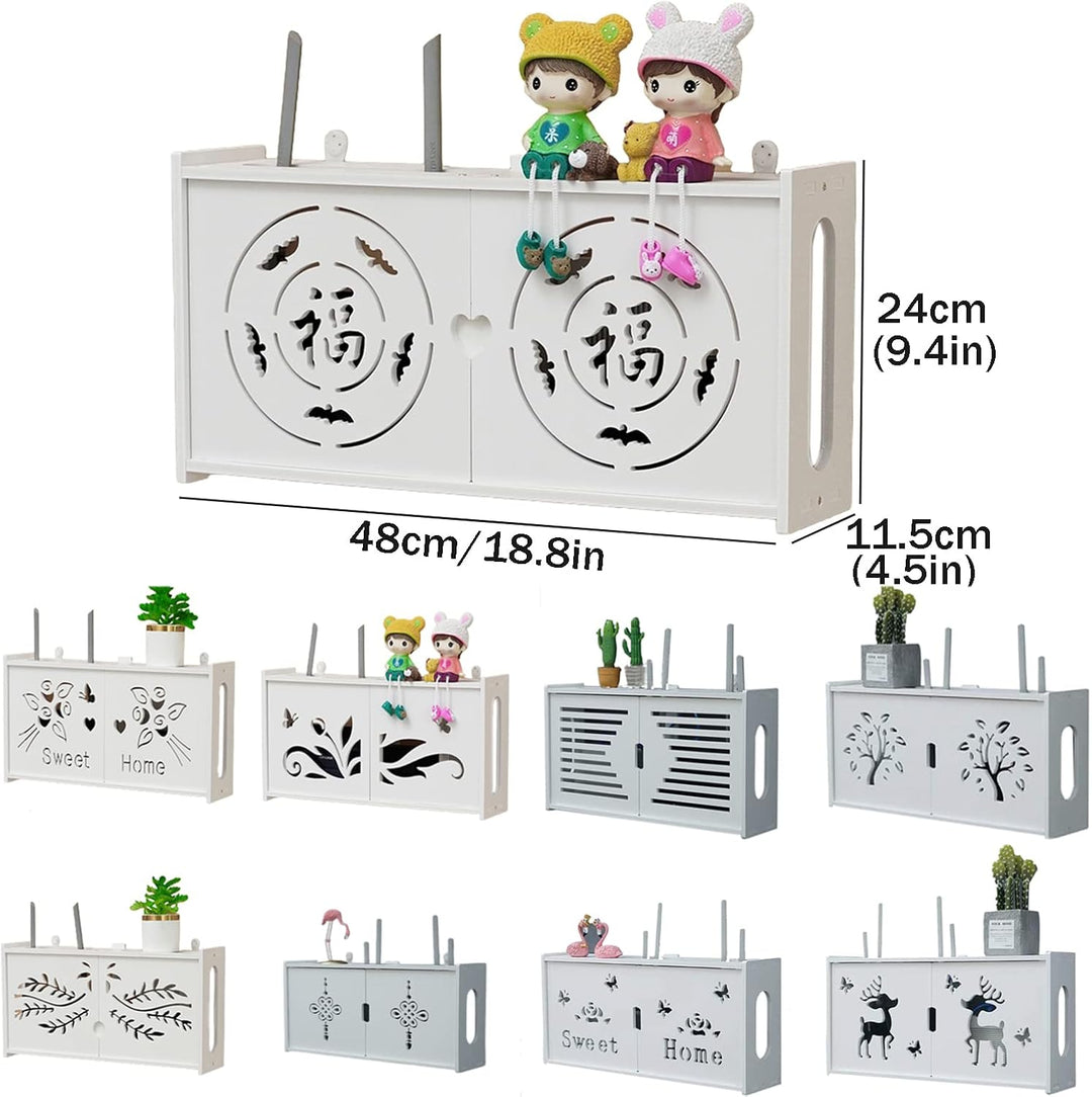 PPGE Home Wand Router Aufbewahrungsbox Weiss, WLAN Router Regal Wandmontage, Router Box Aufbewahrung