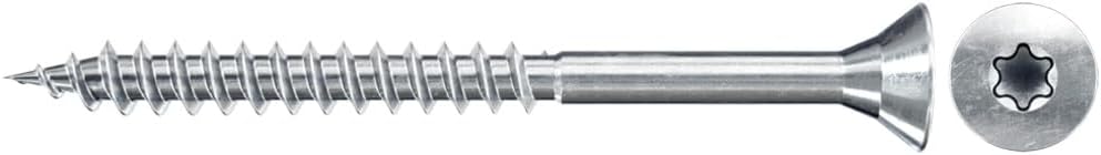 fischer Spanplattenschraube 6,0 x 200 Senkkopf blauverzinkt Teilgewinde Innenstern TX Blau Verzinkt