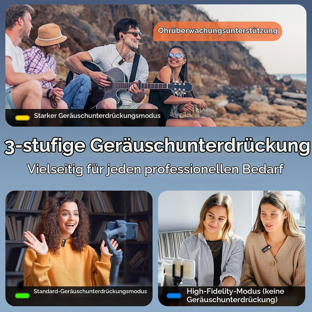 hohem MIC-01 Lavalier Mikrofon Wireless für iPhone iPad, Zweikanal-Aufnahme, 360° Tonaufnahme, 20H N