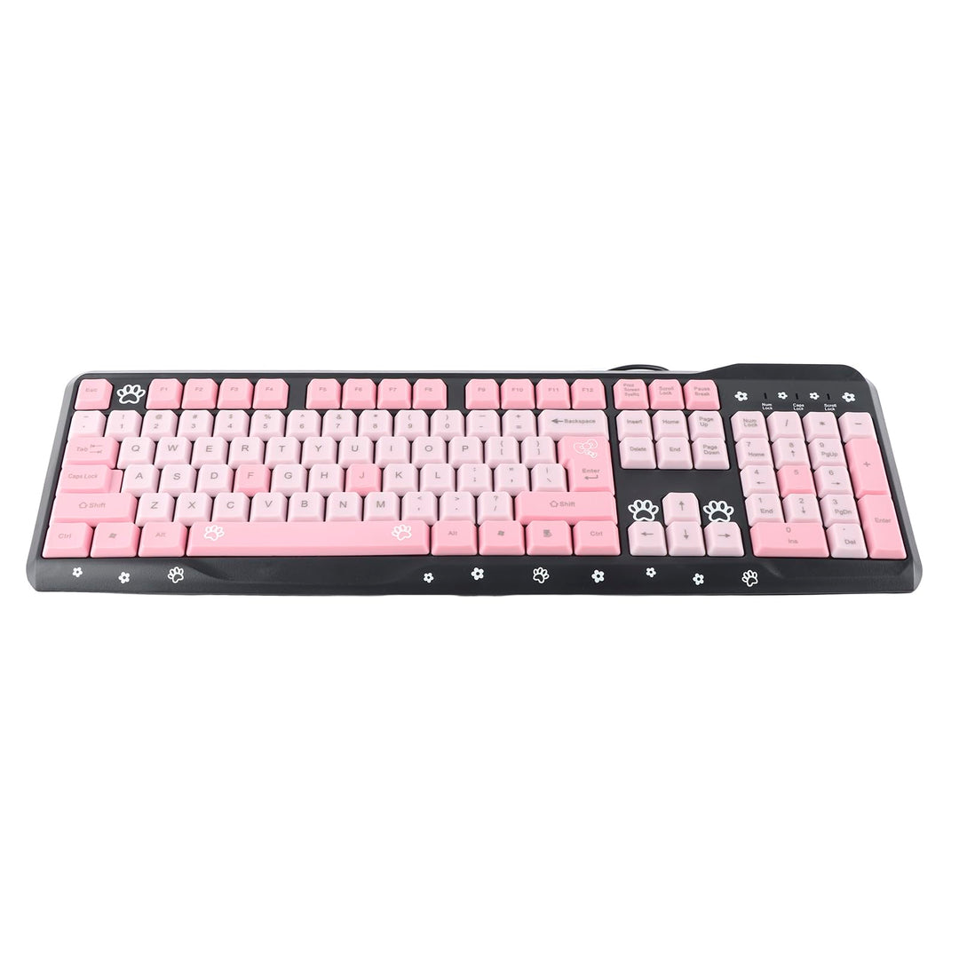 Tbest Sanrio Tastatur, wiederaufladbar, komplett, niedlich, mit Ziffernblock, USB-Tastatur, kabelgeb