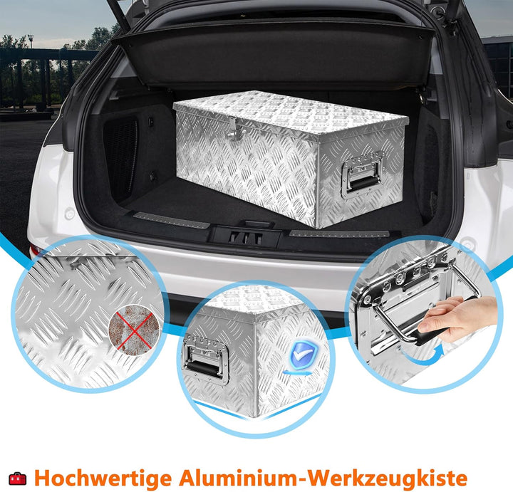 XMTECH 38L Aluminium Transportbox Aufbewahrungsbox Aluminiumkoffer Aluminiumbox Truckbox, Silber Lag