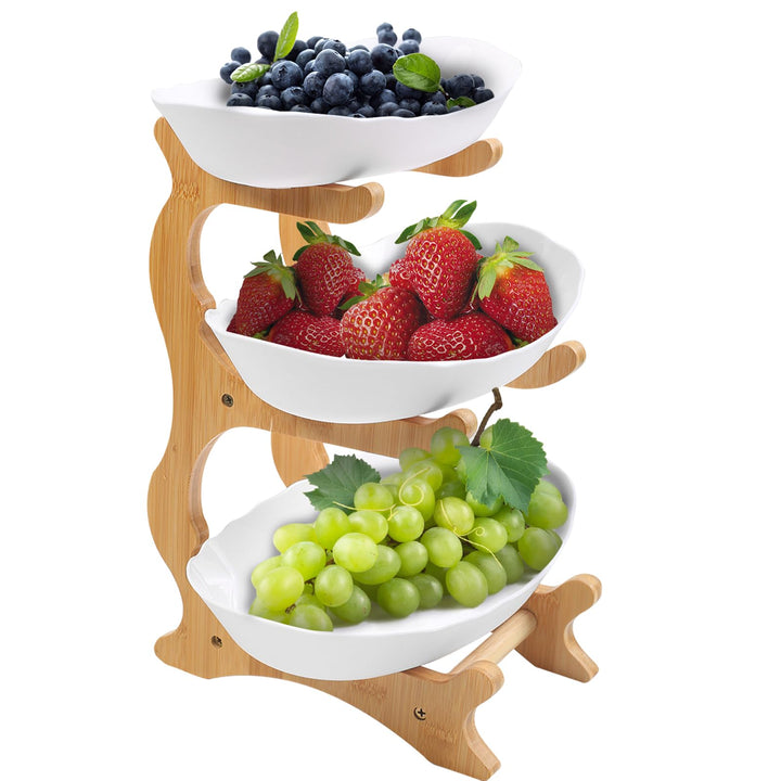 Obst Etagere mit 3 Etagen, Weiss Obstschalenständer 3 Stöckig Obstschale, Stabil & Ohne zu Zittern,