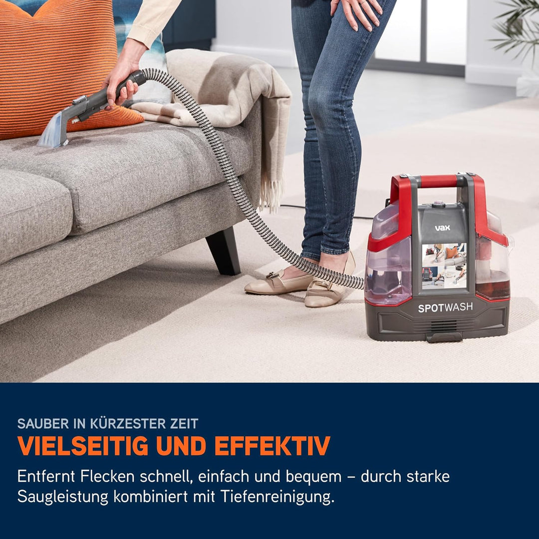 Vax SpotWash Fleckenreiniger – Teppich- und Polsterreiniger Gerät mit starker Saugkraft, schnelltroc