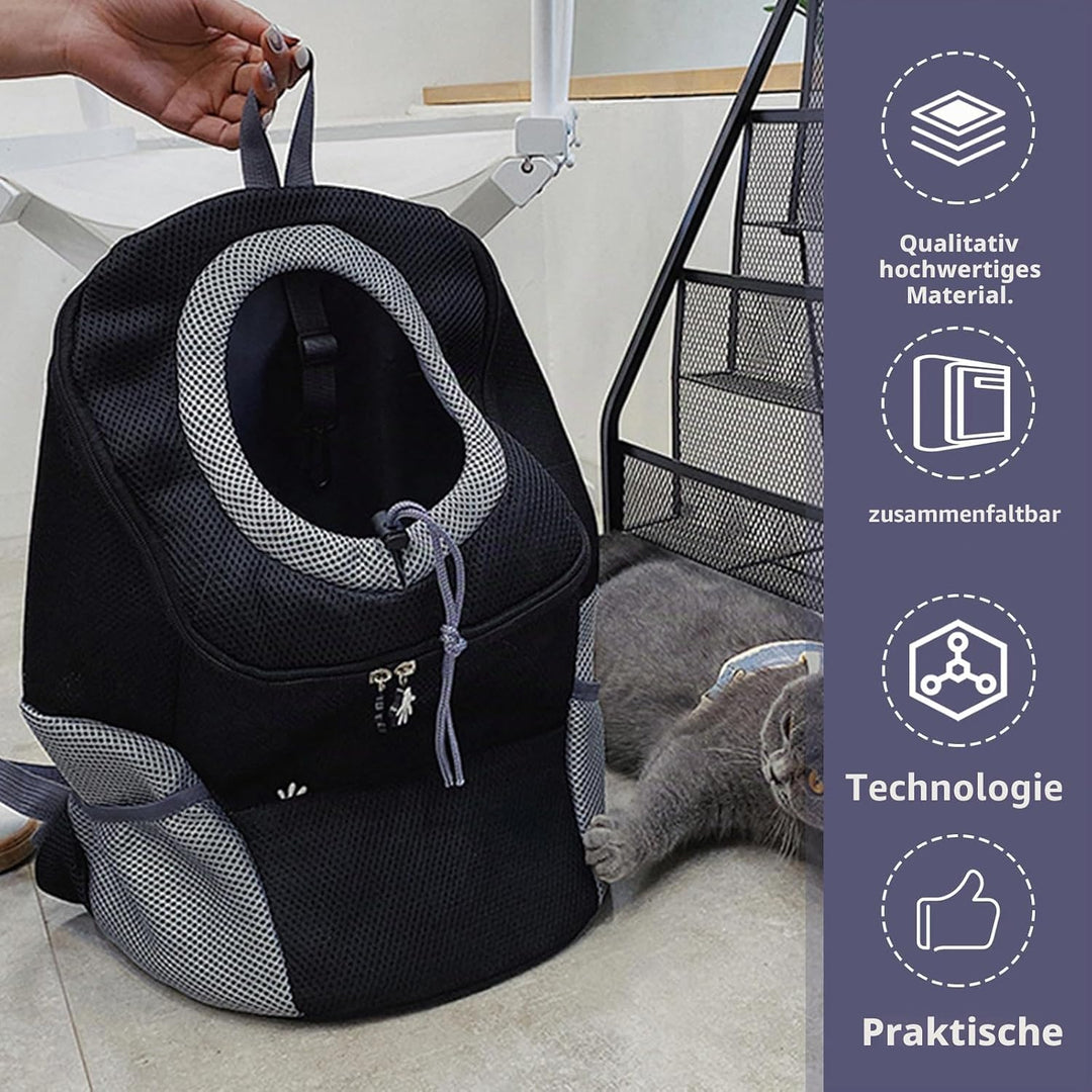 Tragbarer Atmungsaktiver Rucksack für Hunde und Katzen, Verstellbarer Transport-Rucksack Mit Fenster
