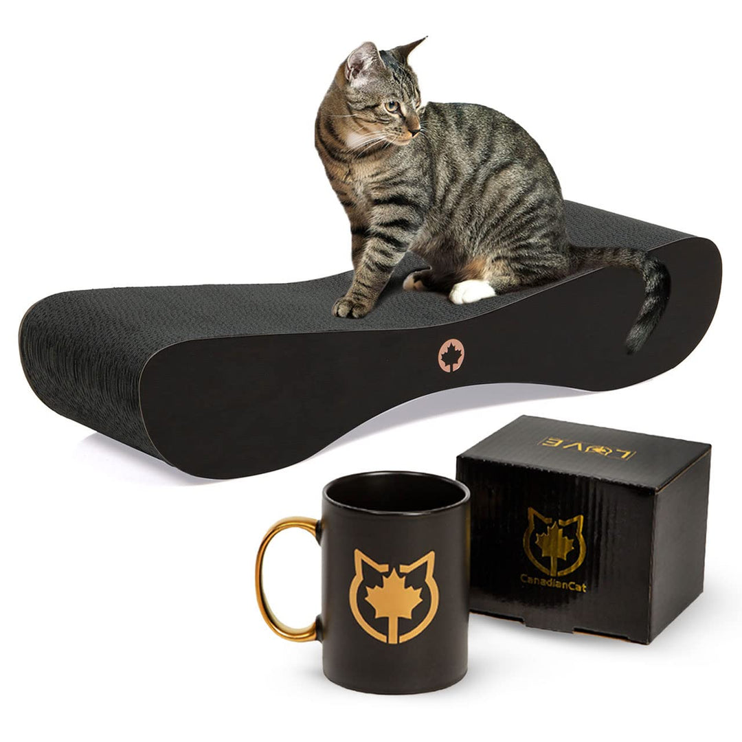 CanadianCat Company | Black Edition - Set | Kratzbrett Satellite 2.0 gemasert + Limitierte Tasse Lov