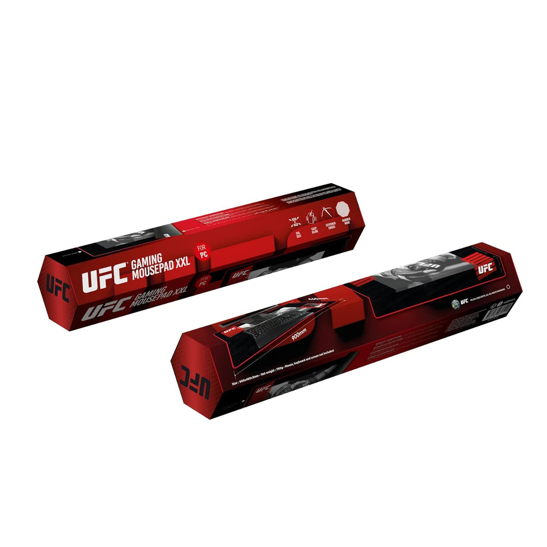 Konix UFC XXL-Gaming-Mauspad 90 x 46 cm - Rutschfeste Gummibasis - Schwarz und Rot UFC Schwarz und R