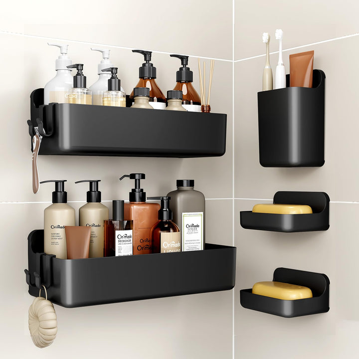 Orimade Duschablage ohne Bohren-Duschregal Rostfrei 5 Stück,Shampoo Halterung für Dusche Grosse Kapa