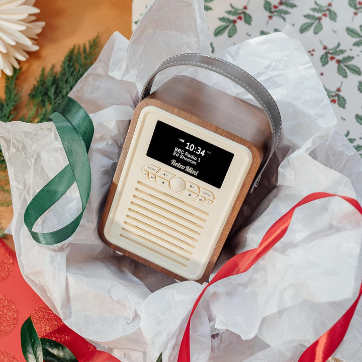 VQ Retro Mini Tragbares Radio mit Bluetooth-Lautsprecherein, DAB-Radio mit UKW und 60 Voreinstellung