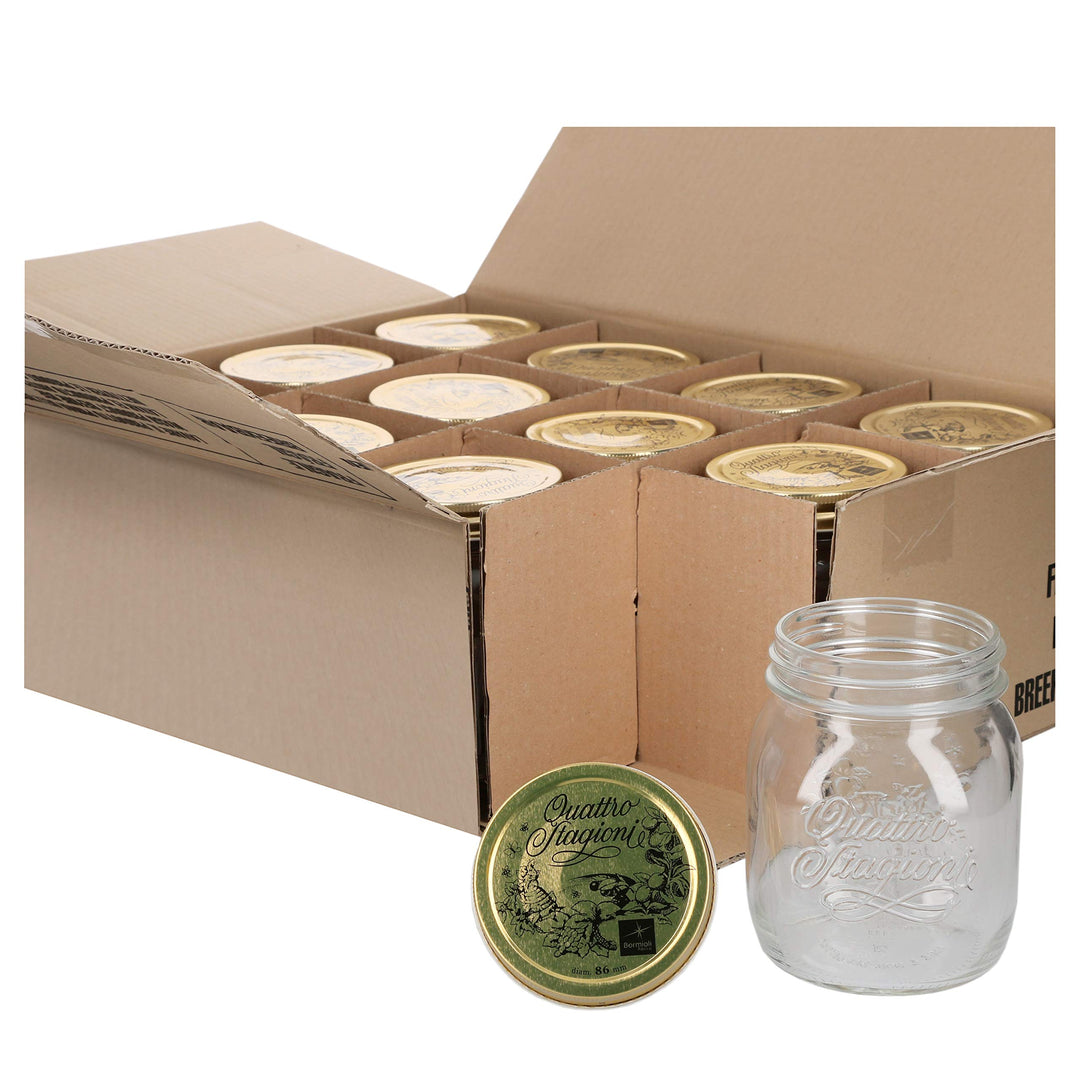 Bormioli Einmachgläser Quattro Stagioni 12er Set Rocco mit 700ml, Glas, Weiss