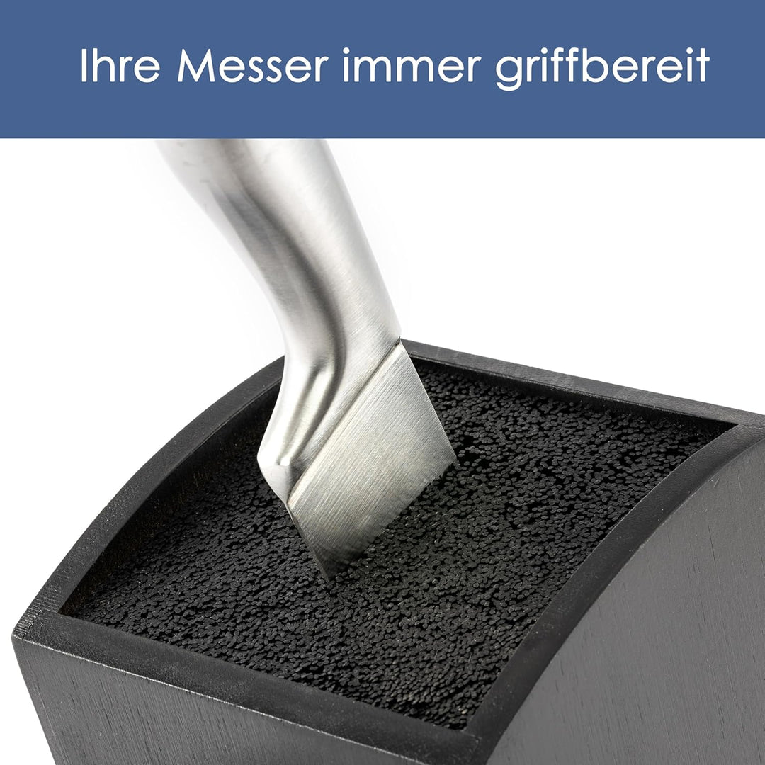 Messerblock - Messerhalter ohne Messer aus Holz Messerbrett (Bambus Schwarz, Quadratisch Schräg) Kun