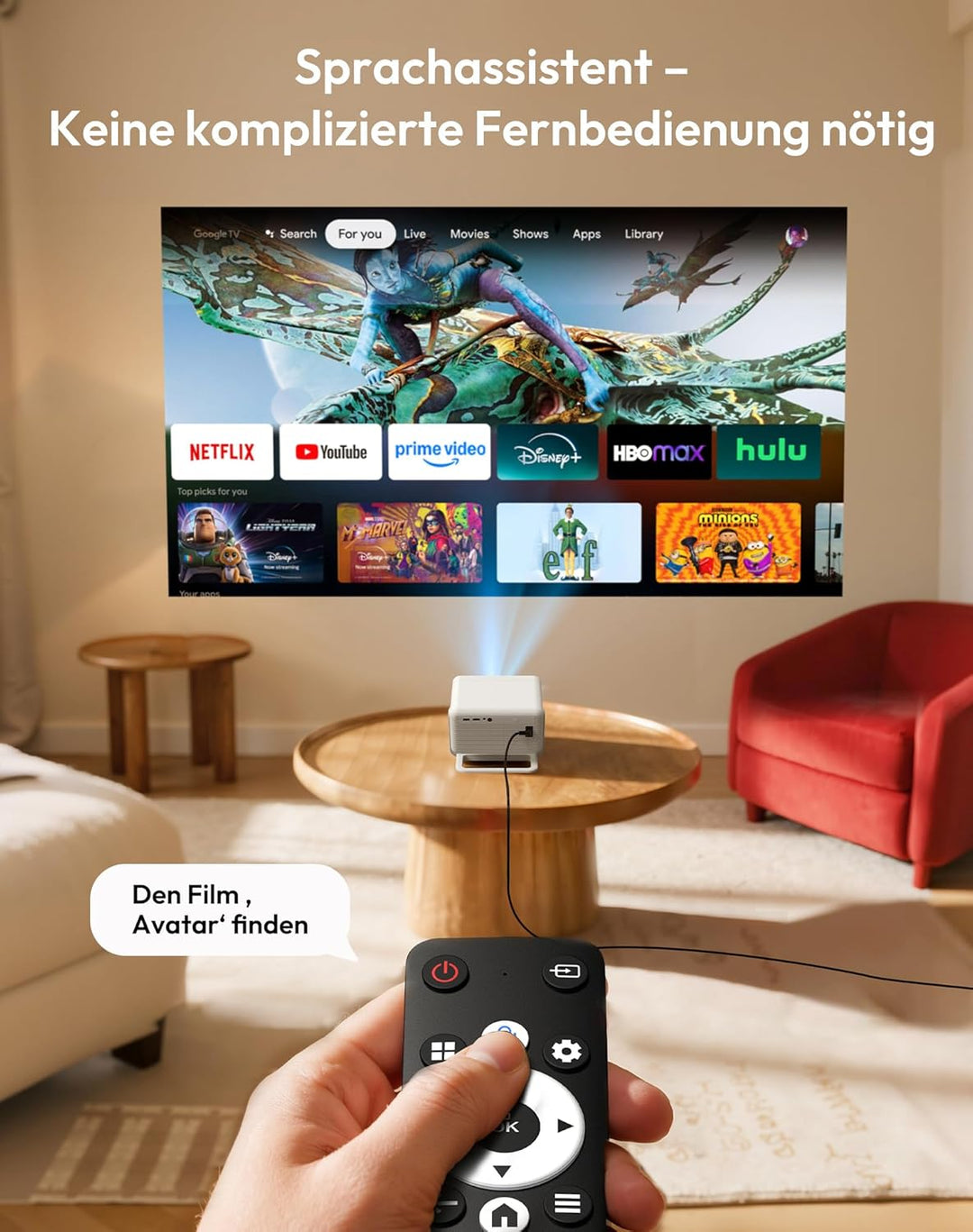 Smart Beamer N6 Pro: Kompatibel mit Netflix& Autofokus mit 4K-Unterstützung und 1080P Full HD, WiFi