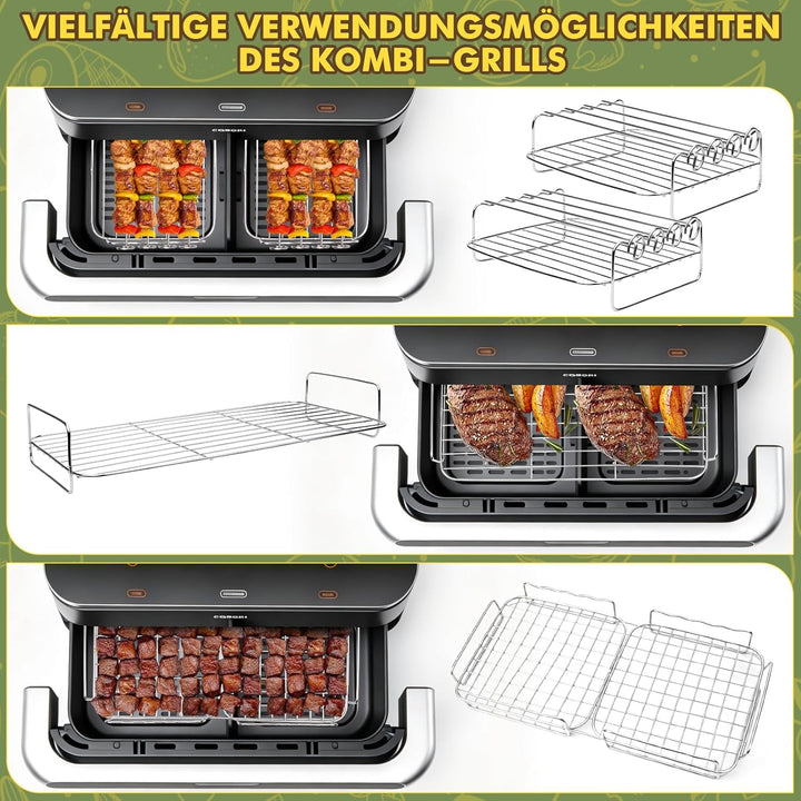 Heissluftfritteuse Zubehör für Cosori Dual Blaze 10L & Ninja AF500EU Foodi Flexdrawer 10,4L, BPA-fre