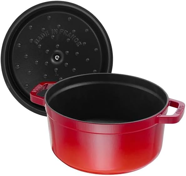 STAUB Gusseisen Bräter/Cocotte, rund 28cm, 6,7L, Aromaregen Funktion für optimale Befeuchtung, Für a
