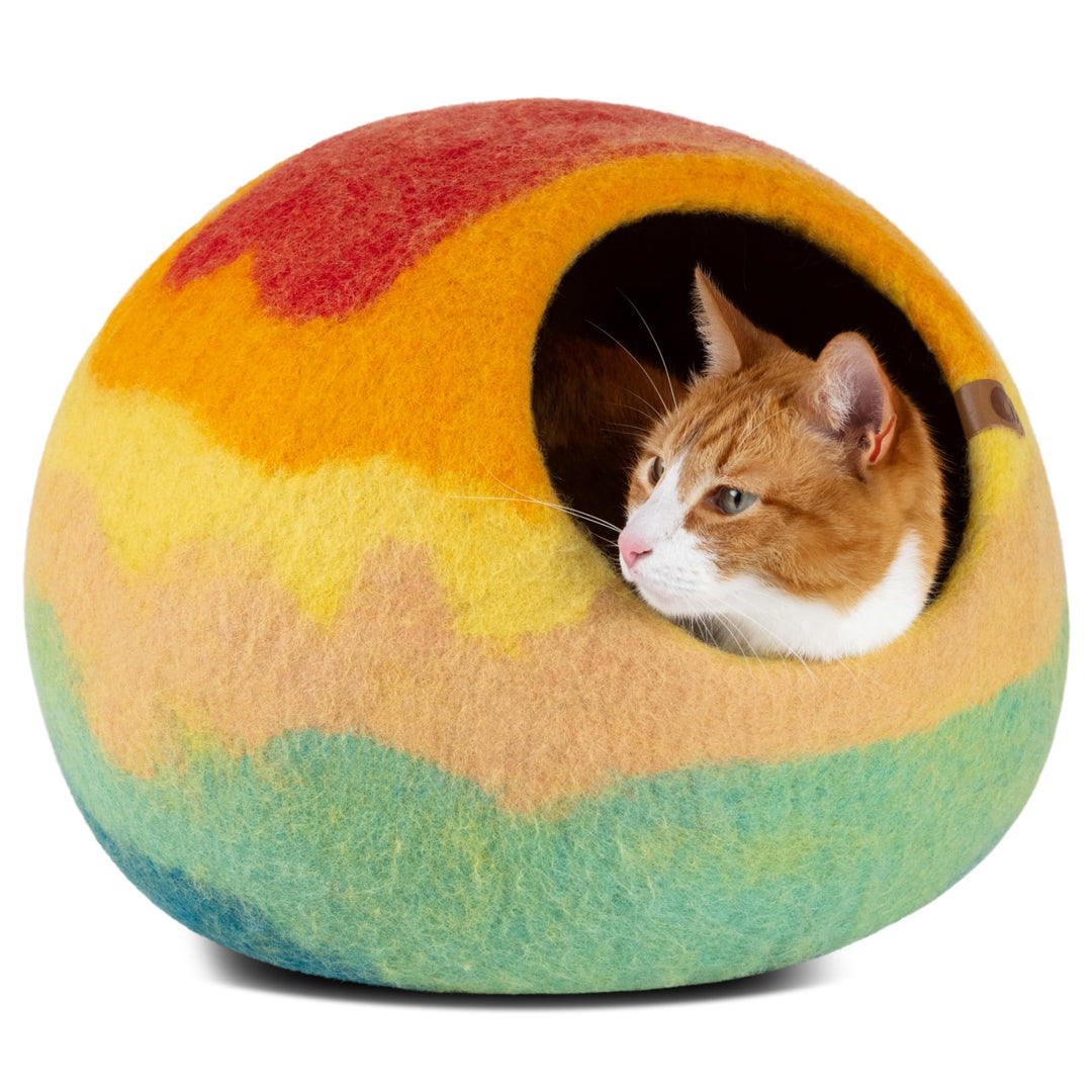 MEOWFIA Katzenbett aus Merinowolle – Handgefilztes, Umweltfreundliches Katzenbett für Katzen &amp; Kätzc