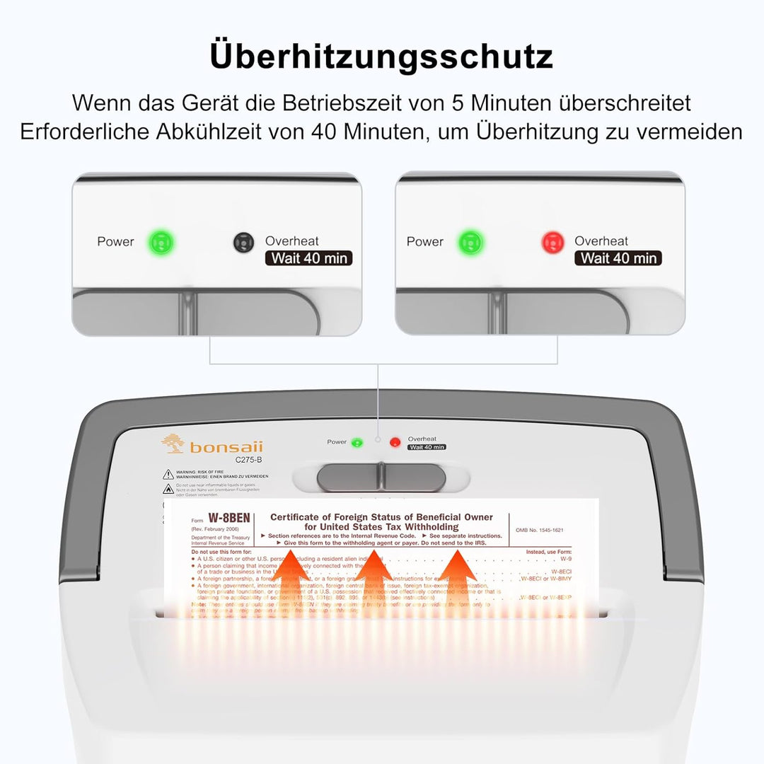 Bonsaii P-4 Mikroschnitt Aktenvernichter, zerkleinert bis zu 12 Blatt Papier auf einmal, mit Anti-Bl