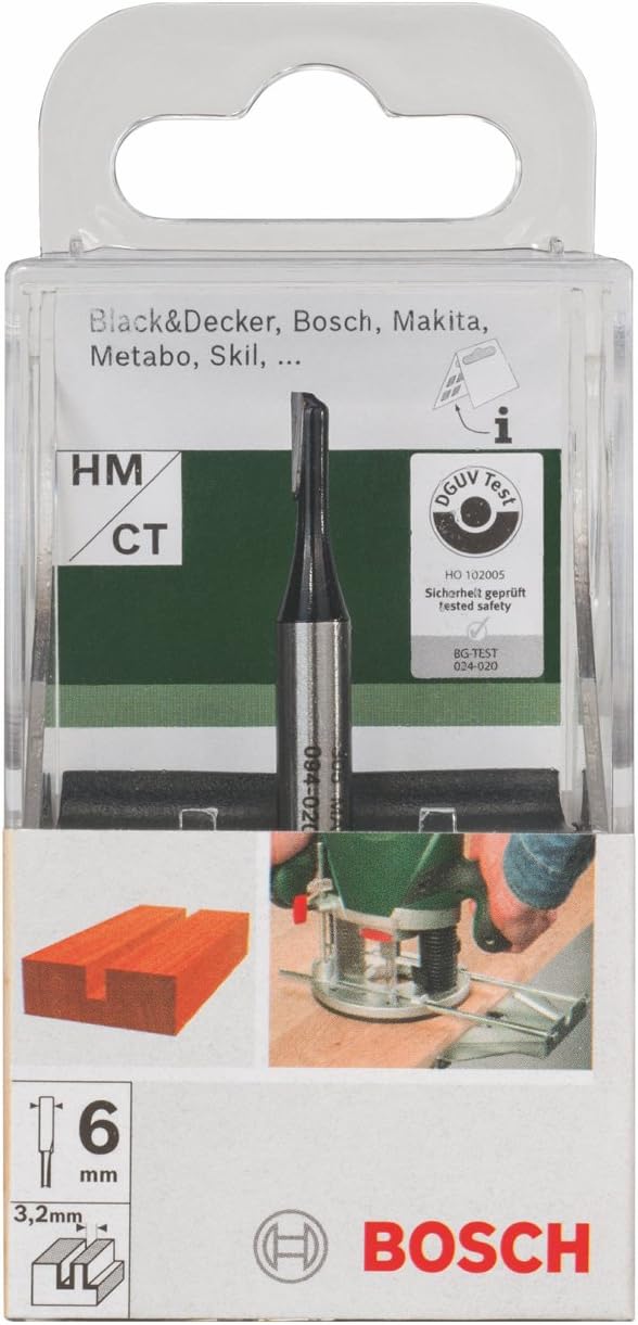 Bosch 2609256650 DIY Nutfräser einschneidig, HartMetall,3.2 mm°, 7.7 mm, 6 mm (1)